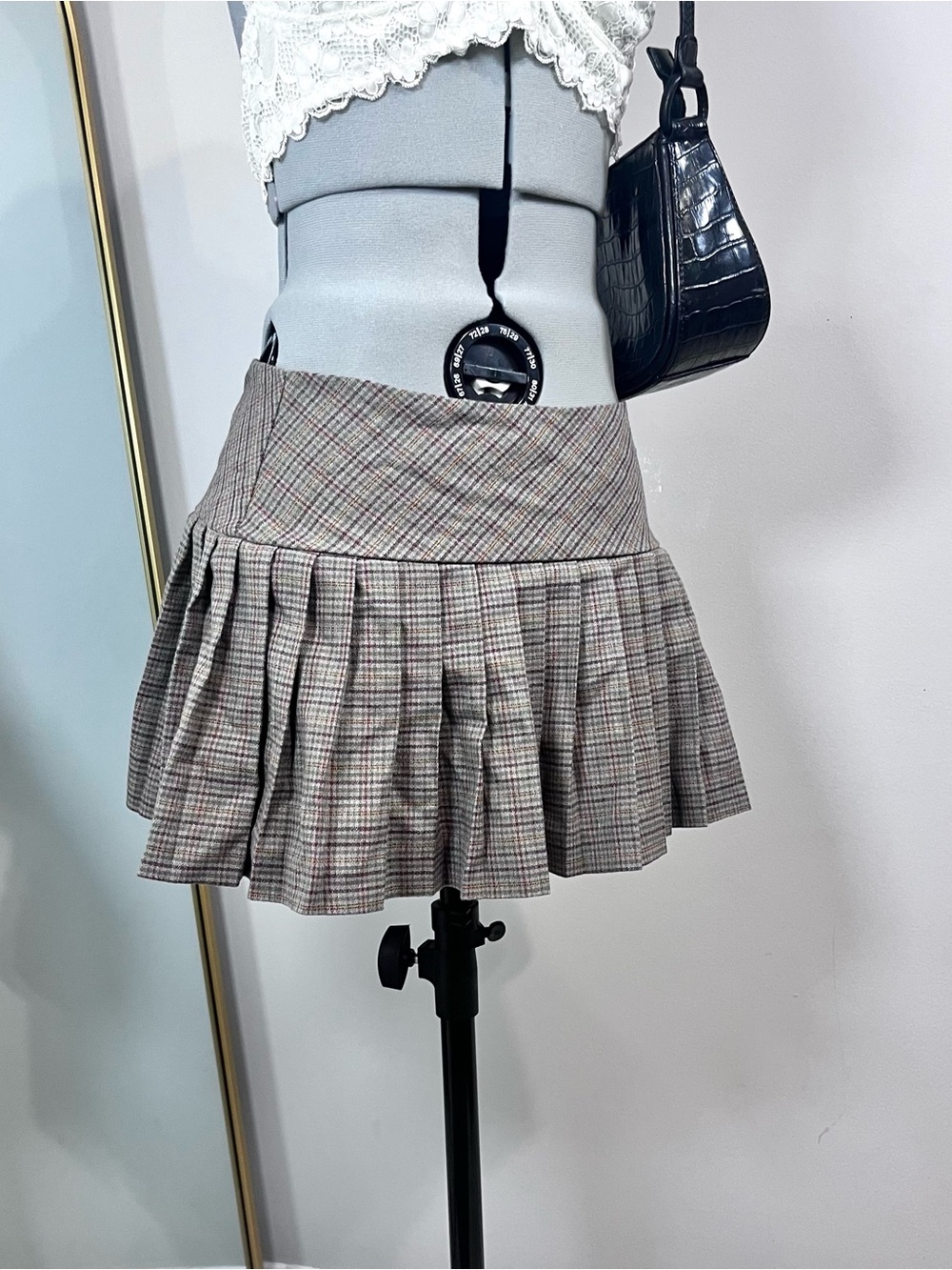 Forever 21 y2k Brown Plaid Pleated Mini Skirt